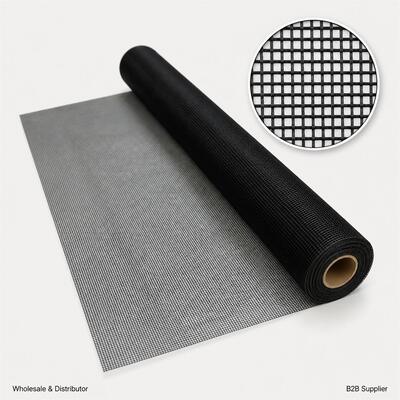 توری پارچه ای فایبر گلاس مش 14x14 با وزن 80 گرم مشکی و استحکام بالا برای پنجره ها، توری پنجره اتاق نشیمن